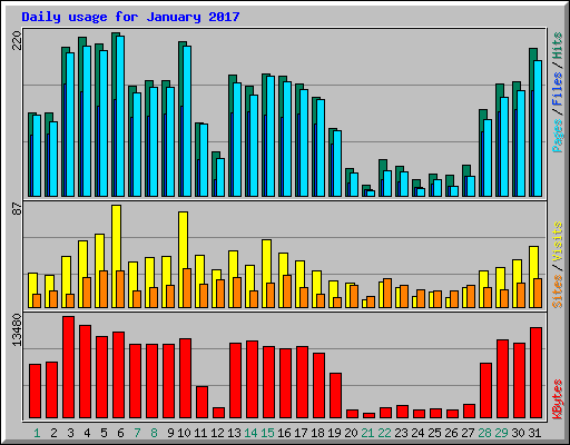 Daily usage for January 2017