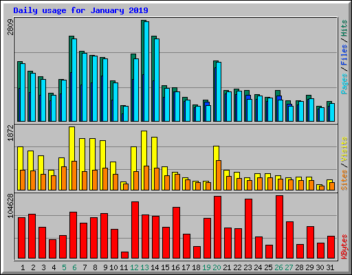 Daily usage for January 2019