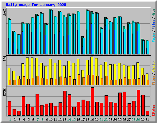 Daily usage for January 2023