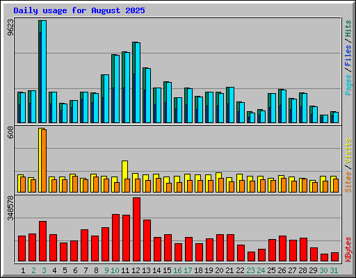 Daily usage for August 2025